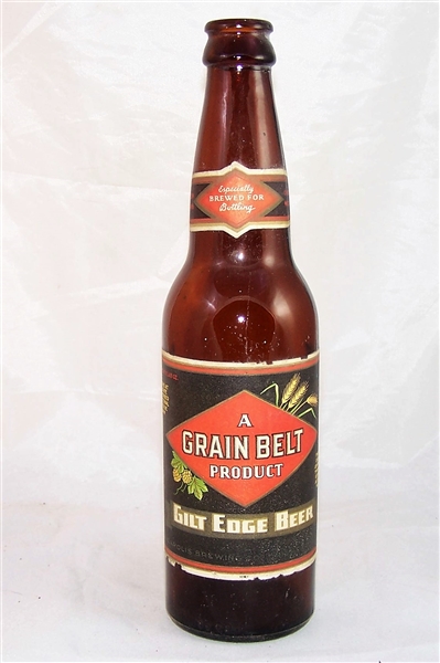 Gilt Edge Beer Bottle with neck label, (A Grain Belt Product)