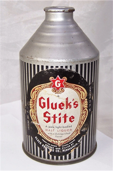 Gluek Stite Malt Liquor Paper Label Crowntainer Beer Can