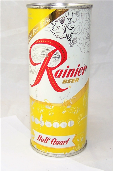 Rainier Half Quart "Rainier for life" Flat Top Beer can (R Lid)