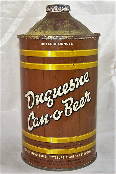Duquesne Can-O-Beer Quart Cone Top Beer Can
