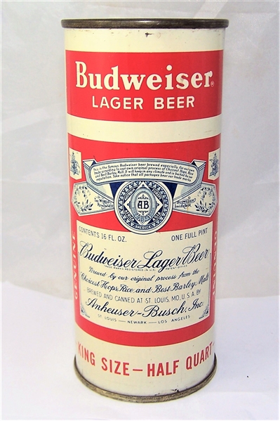 Budweiser Split Label 16 Ounce Flat Top Beer Can, Display Empty