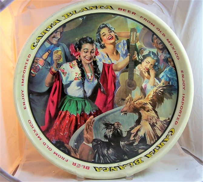 Carta Blanca 13 Inch Beer Tray Featuring Cock Fight