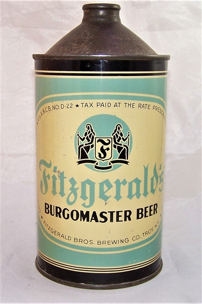 Fitzgeralds Burgomaster Quart Cone Top Beer Can