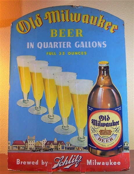 Old Milwaukee Beer In Quarter Gallons Cardboard Sign