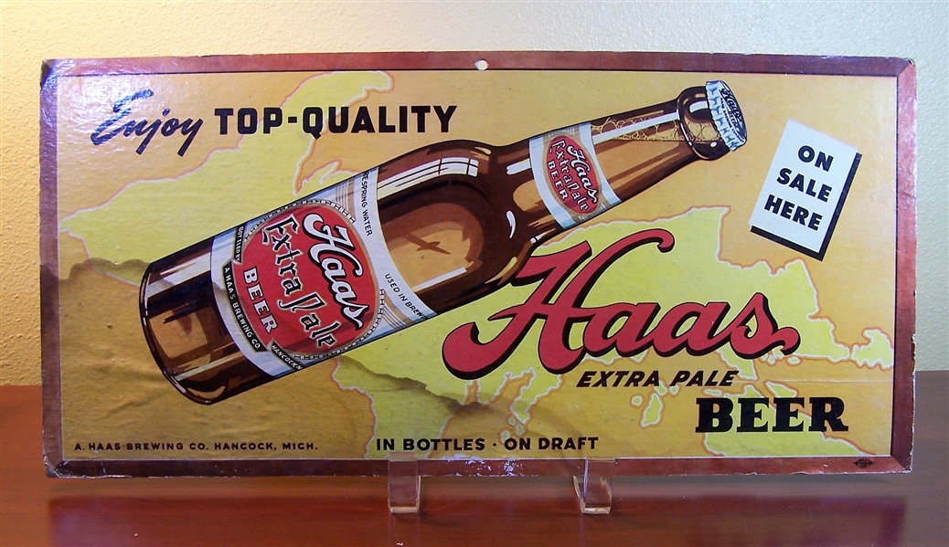 Haas Extra Pale Cardboard Sign "In Bottles on Draft"