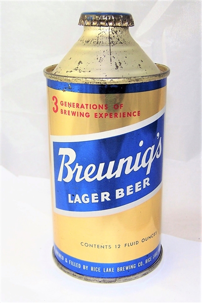Breunigs Lager Cone Top Beer Can....Clean!
