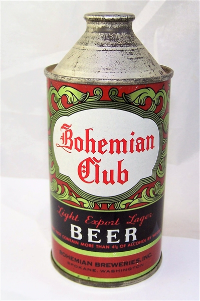 Bohemian Club Cone Top Beer Can DNCMT 4 %....WOW!!