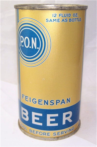 Feigenspan P.O.N....Rare! R-9 Opening Instruction Beer Can