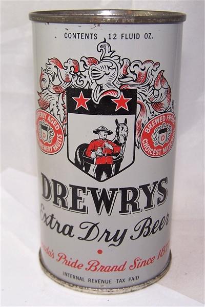 Drewrys Dull Gray Opening Instruction Flat Top Beer Can
