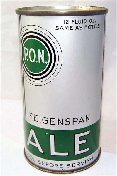 Feigenspan P.O.N Ale Opening Instruction Flat Top Beer Can
