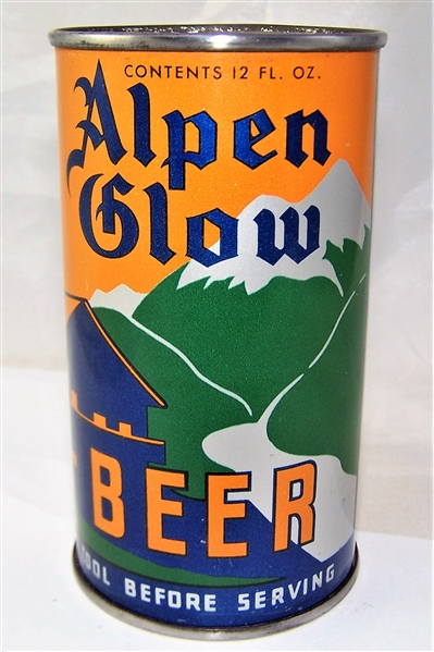 Alpen Glow Opening Instruction Flat Top Beer Can (Enamel)