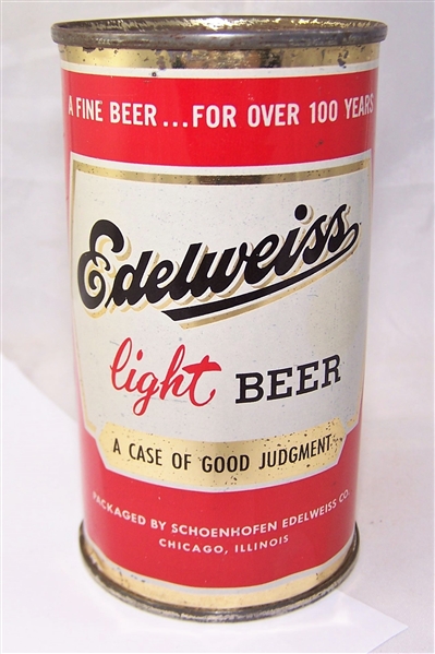 Edelweiss Light Gold Trim Flat Top Beer Can
