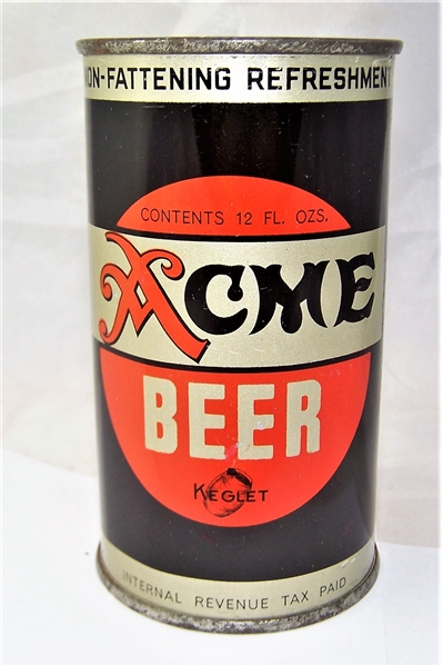 Acme Keglet (Cereal Products) Opening Instruction Flat Top Beer Can