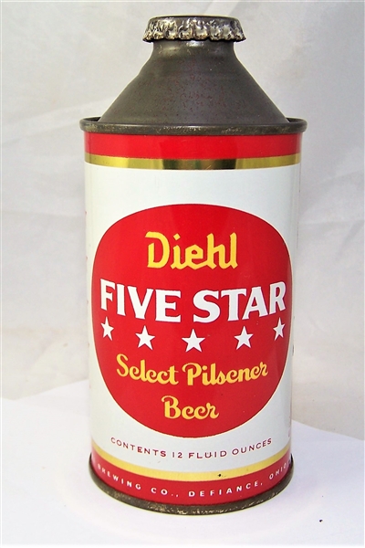 Diehl Five Star Select Pilsener Cone Top Beer Can