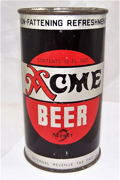 Acme Keglet Opening Instruction Flat Top Beer Can