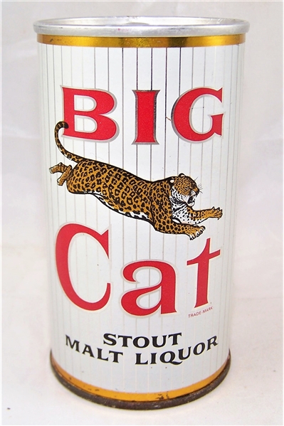  Only one known? Big Cat Stout Malt Liquor Zip Top Beer Can (Peoria Hts, IL)
