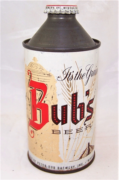 Bubs Cone Top Beer Can, DNCMT 3.2% Statement