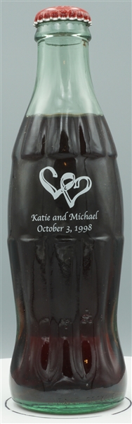 Commemorative Coke bottle, Katie and Michael wedding, October 3, 1998
