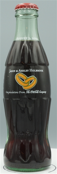 Commemorative Coke bottle, Jason & Ashley Holbrook wedding, August 3, 2002