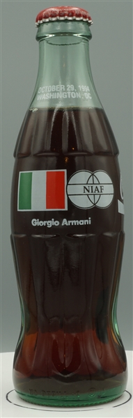Commemorative Coke bottle, NIAF, Giorgio Armani, October, 29, 1994