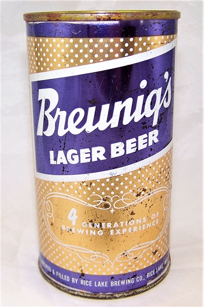 Breunigs Lager Flat Top Beer Can..