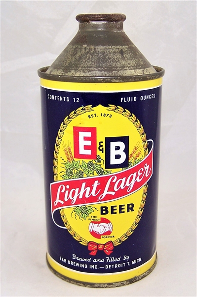 E & B Light Lager Cone Top Beer Can (Enamel)