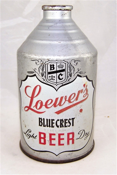 Loewers Blue Crest Crowntainer Beer Can...Rare!