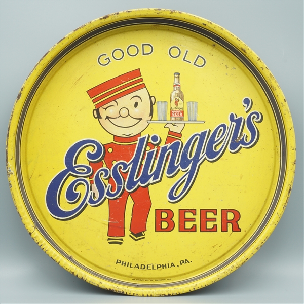 Good Old Esslingers Beer tray with waiter, Philadelphia