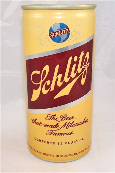 Schlitz Test Can Yellow Aluminum Tab Top Beer Can