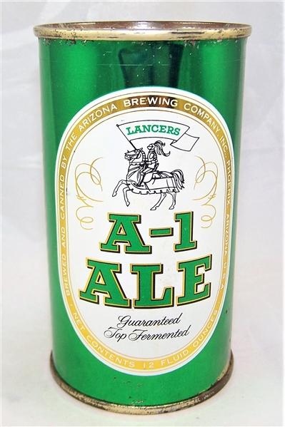 A-1 Ale Flat Top Beer Can, Original example, not a wind tunnel can
