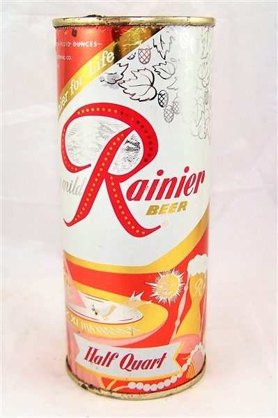 Rainier Jubilee Half Quart 16 Ounce Flat Top Beer Can