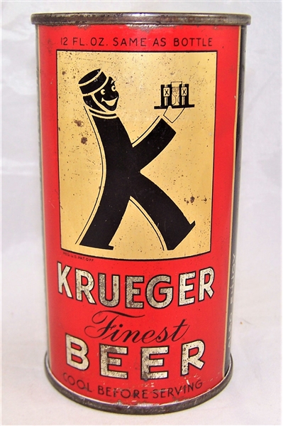 Krueger Finest Opening Instruction Flat Top Beer Can