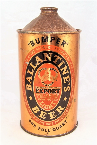 Ballantine Bumper Export Cone Top Beer Can