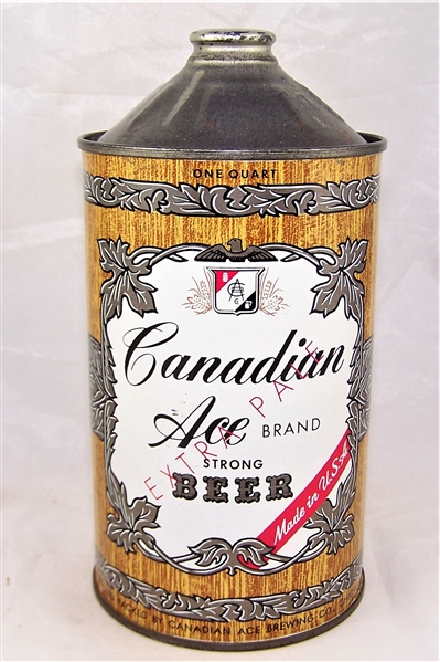 Canadian Ace "Strong" Quart Cone Top Beer Can