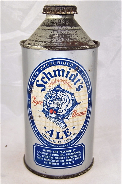 Schmidts Tiger Brand Ale Cone Top Beer Can