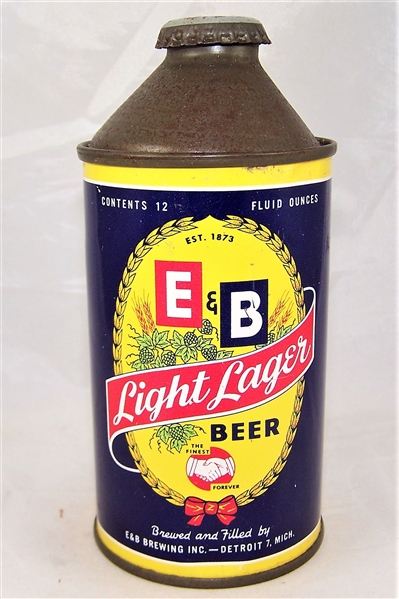 E & B Light Lager Cone Top Beer Can (Enamel)