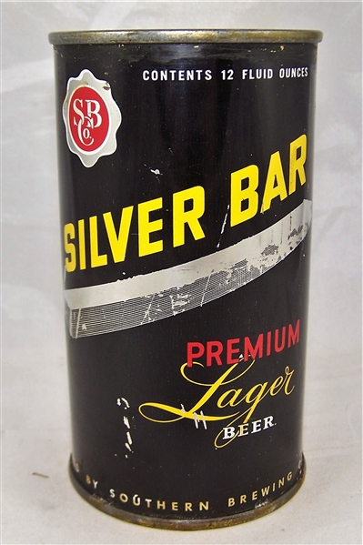 Silver Bar Lager Flat Top Beer Can