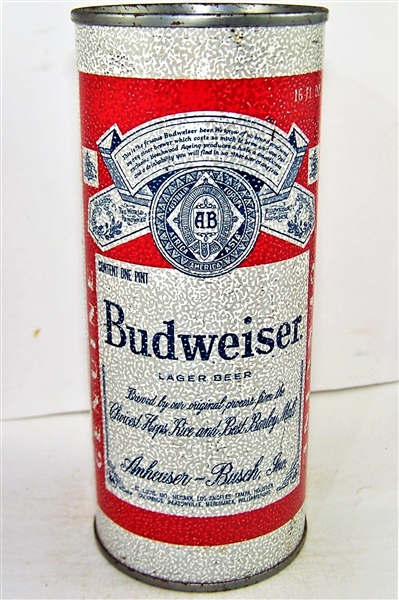 Budweiser Lager 16 Ounce Flat Top, SNAKE SKIN Test Can, Unlisted