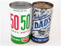  Two Pre-Zip Code Soda Cans, 50/50 and Dads