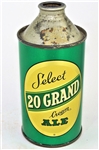  20 Grand Select Cream Ale Non-IRTP Cone Top, 187-28 STUNNING!