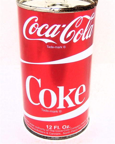  Coca-Cola (Metallic Red) Foil Label Juice Top Test Can, Rare!