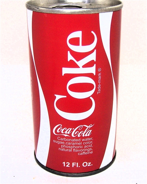  Coke Enamel Foil Label Tab Top Test Can.