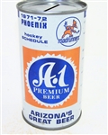  A-1 Premium Beer 1971-72 Phoenix Roadrunners Hockey Schedule Bank Top, Vol II 35-11