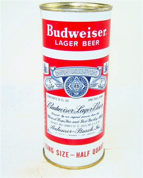  Budweiser Lager Split Label 16 Ounce Flat Top, 226-24 Minty!