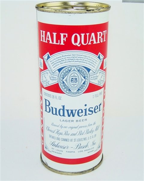  Budweiser "Half Quart" 16 Ounce Flat Top, 5 Cities, 226-26