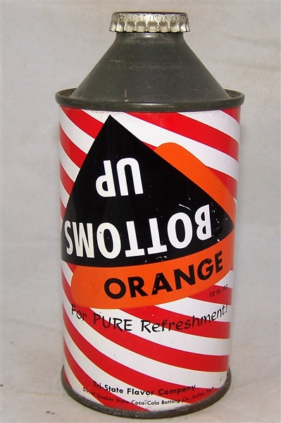 Bottoms Up Orange Cone Top Soda Can