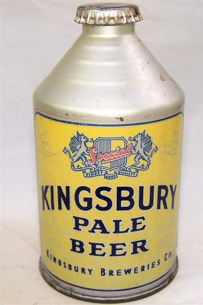 Kingsbury Pale Beer Crowntainer Beer Can, Original Crown N.L