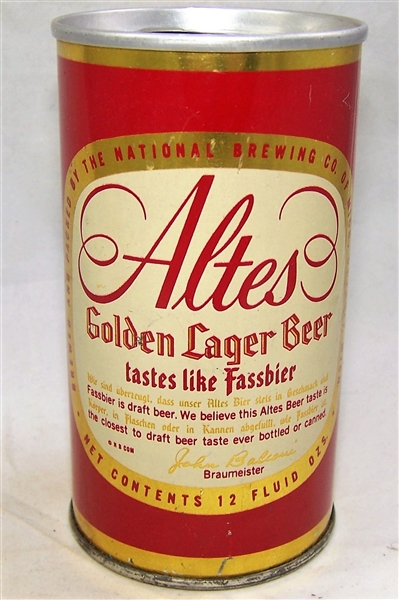 Altes Golden Lager Single Face Zip Top Beer Can