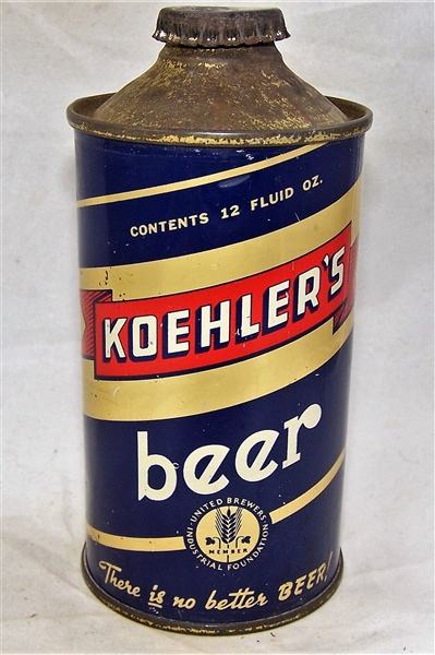 Koehlers Low Pro Cone Top Beer Can....with Crown.