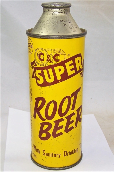 Rare 9 Ounce Pre-Zip Code C&C Super Root Beer Cone Top Beer Can. Indoor Can